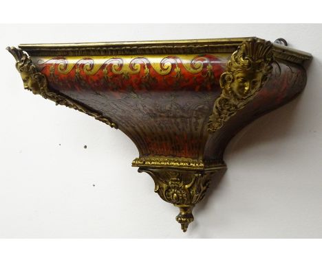 19th century boulle marquetry clock bracket, with gilt metal frieze, figural mounts and pendant base W37cm, D19cm, H24cm 