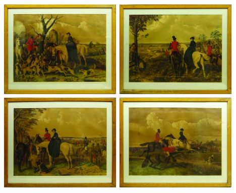 After John Frederick Herring Sr (British 1795-1865): Hunting Scenes, The Meet, The Start, The Run and The Death, set of four 