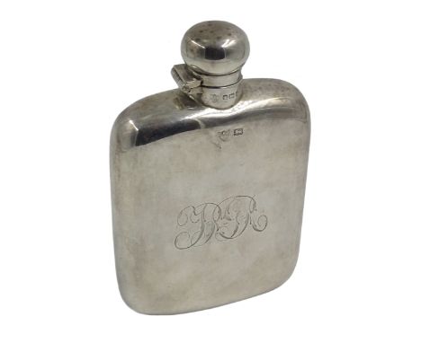 Silver Hip Flask engraved with R.G.R monogram by G & J W Hawksley, 1917  Condition Report Click here for further images, cond