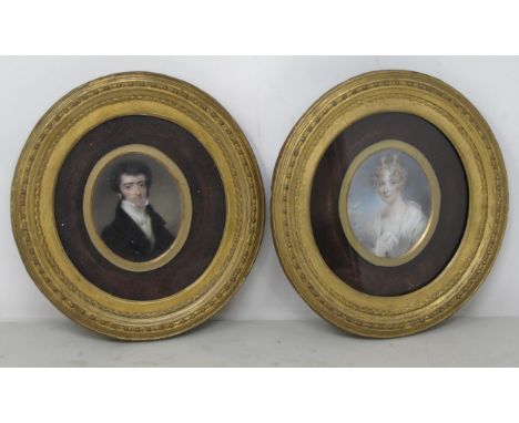 THOMAS HARGREAVES RBA. (1774-1847) Portrait miniature of Samuel Bright (1800-1870); and a Portrait miniature of Elizabeth Ann