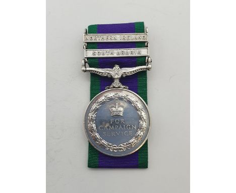 Campaign Service Medal with 'South Arabia' and 'Northern Ireland' Clasps engraved to 22302669 Sgt. K. Cockcroft, Coldstream G