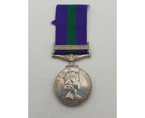General Service Medal with 'Near East' Clasp engraved to 23281231 Gunner K. Thompson, Royal Artillery