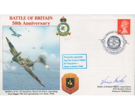 WW2 Raf Sgt Pilot Denis K Parker Battle of Britain Pilot Signed Battle of Britain 50th Anniversary FDC. 45 of 85 Covers Issue