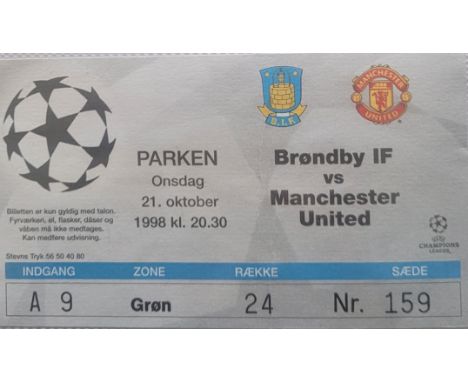 1998-99 BRONDBY IF V MANCHESTER UNITED CHAMPIONS LEAGUE TICKET&nbsp;
Ticket from the Treble Winning Season&nbsp;
Good conditi