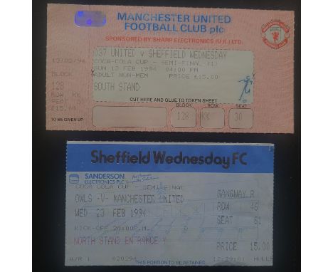 1993-94 LEAGUE CUP SEMI-FINAL MANCHESTER UNITED V SHEFFIELD WEDNESDAY TICKET'S FOR BOTH LEGS
Man Utd Ticket is unused
Sheff W
