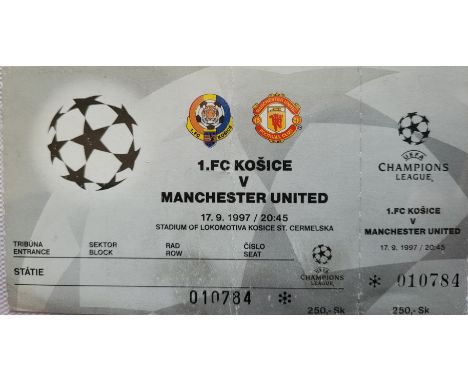 1997-98 F C KOSICE V MANCHESTER UNITED CHAMPIONS LEAGUE TICKET
Fold
Ref DER