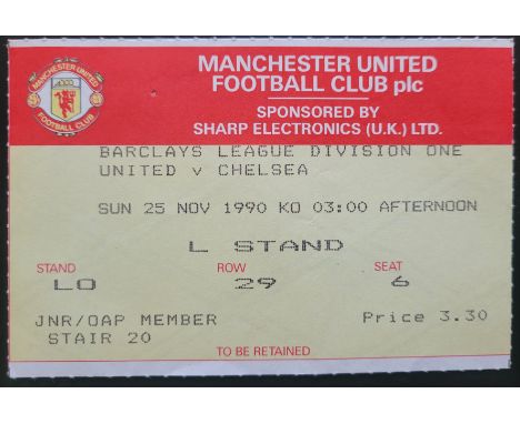 1990-91 MANCHESTER UNITED V CHELSEA TICKET
Pin hole
Ref DER