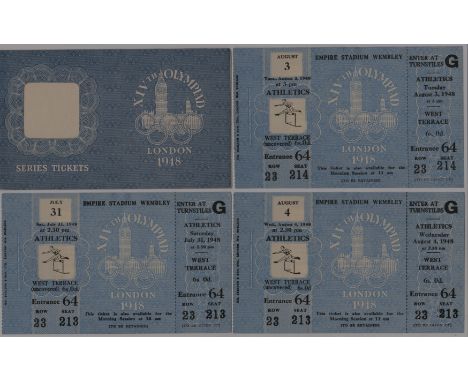 ATHLETICS - 1948 LONDON OLYMPICS TICKETS X 6 PLUS WALLET
Four unused. All different dates. Very good condition. Ref. T. 