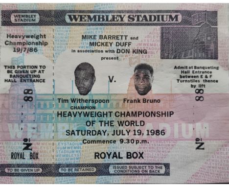 BOXING 1986 TIM WITHERSPOON V FRANK BRUNO UNUSED TICKET FOR THE ROYAL BOX
Ref BF