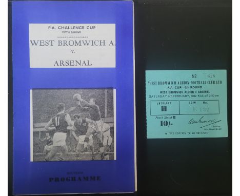 1968-69 WEST BROMWICH ALBION V ARSENAL FA CUP TICKET &amp; PIRATE PROGRAMME
Both good condition
Ref PF