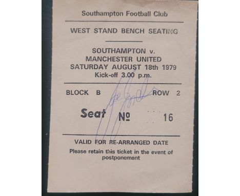 1979-80 SOUTHAMPTON V MANCHESTER UNITED TICKET
One autograph on ticket
Ref DER