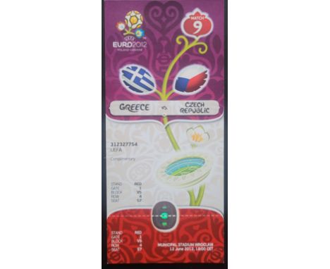 EURO 2012 GREECE V CZECH REPUBLIC UNUSED TICKET
Ref SM