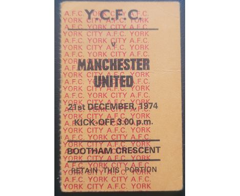 1974-75 YORK CITY V MANCHESTER UNITED TICKET
Rare Ticket
Ref DER