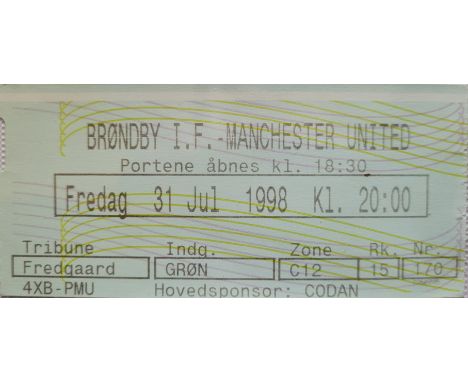 1998-99 BRONDBY IF V MANCHESTER UNITED FRIENDLY TICKET
Ticket from the Treble Winning Season
Good condition
Ref DER