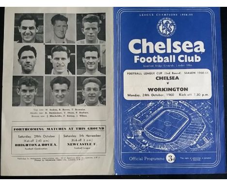 1960-61 CHELSEA V WORKINGTON LEAGUE CUP FIRST SEASON
Slight fold
REF B A411.
&nbsp;