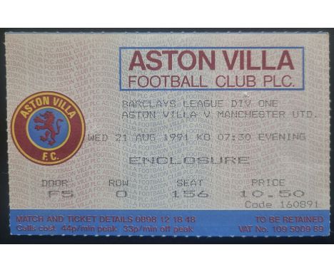 1991-92 ASTON VILLA V MANCHESTER UNITED TICKET
Ref DER