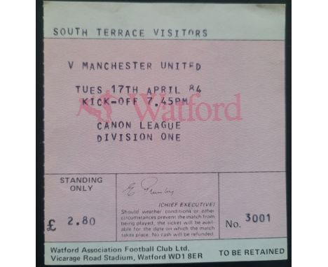 1983-84 WATFORD V MANCHESTER UNITED TICKET
Ref DER