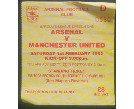 1991-92 ARSENAL V MANCHESTER UNITED TICKET
Slight folds
Ref DER