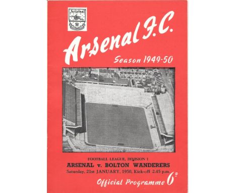 1949-50 ARSENAL V BOLTON WANDERERS
Very light fold, staples removed to prevent rusting
Ref NZ
