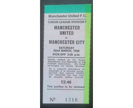 1985-86 MANCHESTER UNITED V MANCHESTER CITY TICKET
Ref DER