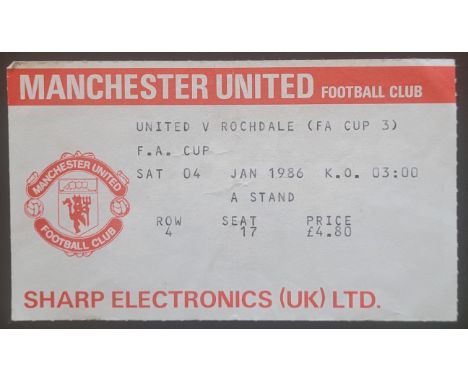 1985-86 MANCHESTER UNITED V ROCHDALE FA CUP 3RD ROUND TICKET
Ref DER