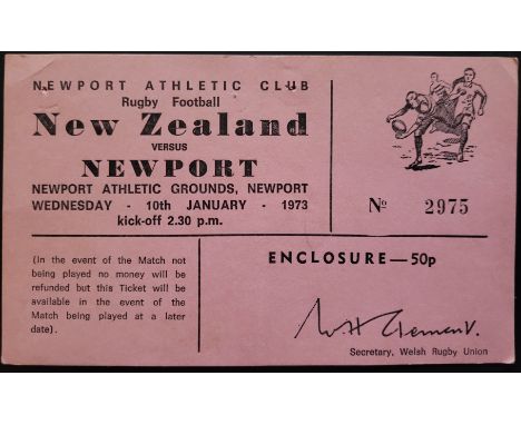 RUGBY UNION 1973 NEWPORT V NEW ZEALAND TICKET&nbsp;
Small pin holes
Ref DP