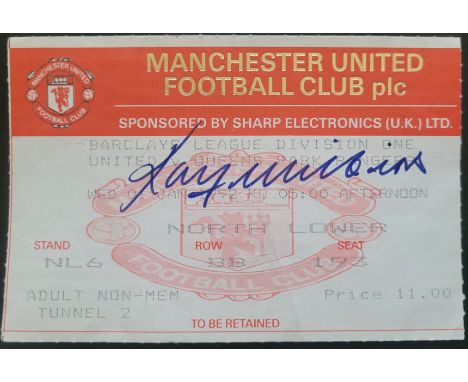 1991-92 MANCHESTER UNITED V QUEENS PARK RANGERS TICKET AUTOGRAPHED BY RAY WILKINS
Ref DER