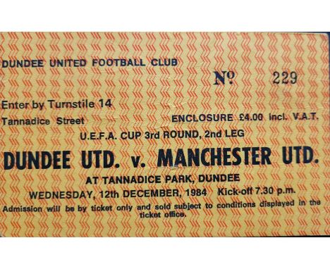 1984-85 DUNDEE UNITED V&nbsp; MANCHESTER UNITED UEFA CUP TICKET
Fold
Ref DER