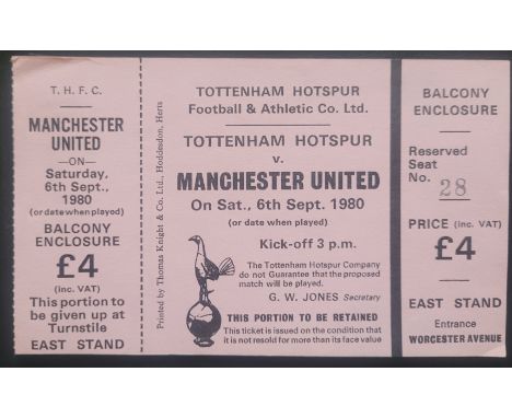 1980-81 TOTTENHAM HOTSPUR V MANCHESTER UNITED UNUSED TICKET
Ref DER