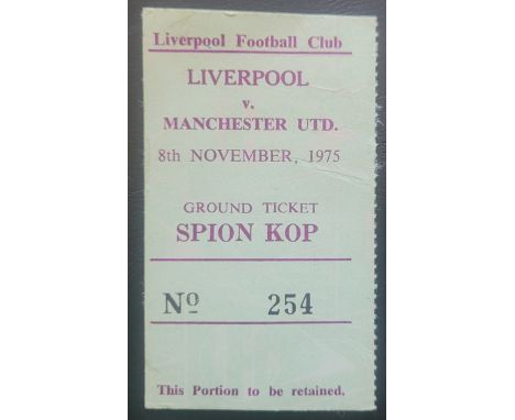 1975-76 LIVERPOOL V MANCHESTER UNITED TICKET
Rare Ticket, some paper residue on back where removed from scrapbook
Ref DER