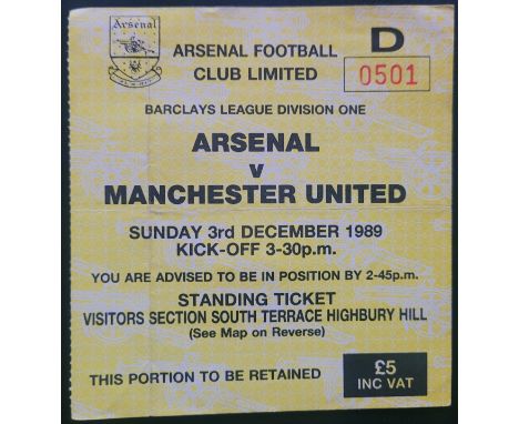 1989-90 ARSENAL V MANCHESTER UNITED TICKET
Slight fold
Ref DER