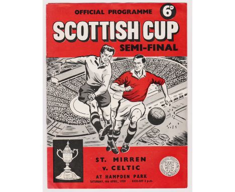 1959 SCOTTISH CUP FINAL &amp; S/F ST. MIRREN V ABERDEEN &amp; CELTIC
Final has light staining affecting back half of programm