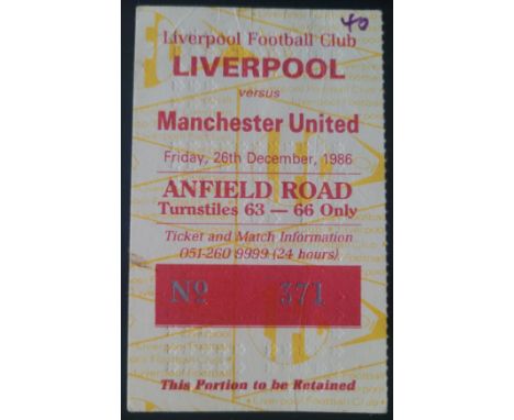1986-87 LIVERPOOL V MANCHESTER UNITED TICKET
Number noted top corner
Ref DER