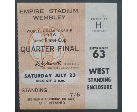 1966 WORLD CUP ENGLAND V ARGENTINA TICKET
Good condition
Ref BF