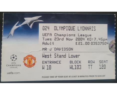 2004 MANCHESTER UNITED V OLYMPIQUE LYONNAIS CHAMPIONS LEAGUE TICKET
Alex Ferguson's 1,000 game as manager
Ref SM
&nbsp;