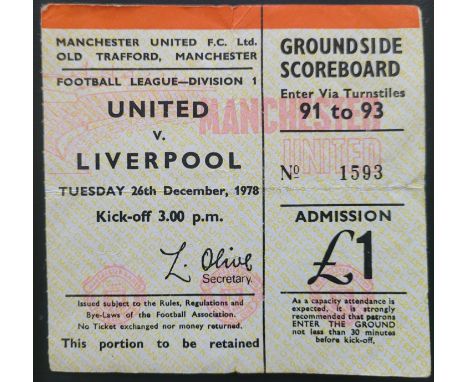 1978-79 MANCHESTER UNITED V LIVERPOOL TICKET
Folds
Ref DER