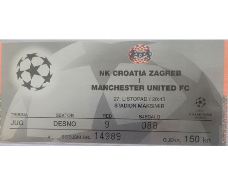 1999-2000 CROATIA ZAGREB V MANCHESTER UNITED CHAMPIONS LEAGUE TICKET
Good condition
Ref DER