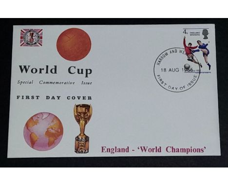 ENGLAND 1966 WORLD CUP PRINT ERROR POSTAL COVER
England 1966 World Cup First Day Cover with colour print error as shown in ph