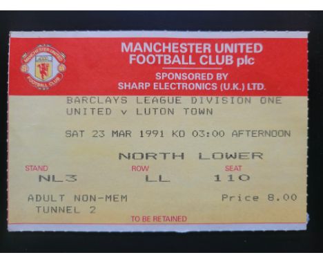 1990-91 MANCHESTER UNITED V LUTON TOWN TICKET
Ref DER