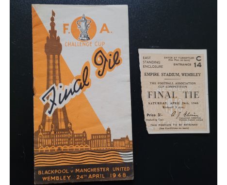 1948 FA CUP FINAL BLACKPOOL V MANCHESTER UNITED SMALL BROCHURE &amp; TICKET FOR THE FINAL
Brochure produced for Blackpool wit
