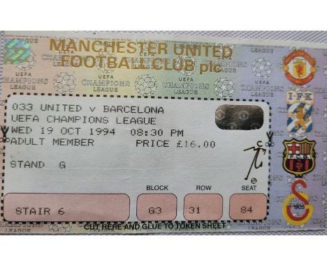 1994-95 MANCHESTER UNITED V IFK BARCELONA CHAMPIONS LEAGUE TICKET
Good condition
Ref DER