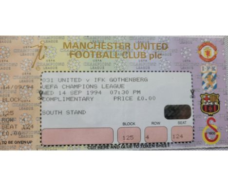 1994-95 MANCHESTER UNITED V IFK GOTHENBERG CHAMPIONS LEAGUE UNUSED TICKET
Good condition
Ref DER