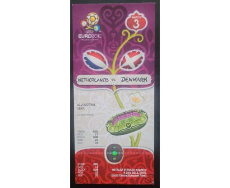 EURO 2012 DENEMARK V NETHERLANDS UNUSED TICKET
Ref SM