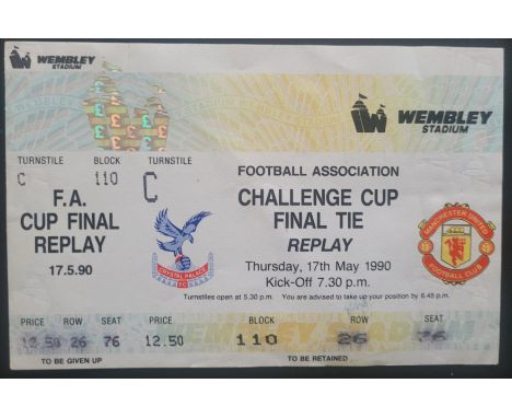 1990 MANCHESTER UNITED V CRYSTAL PALACE FA CUP FINAL REPLAY UNUSED TICKET
Good condition
Ref DER