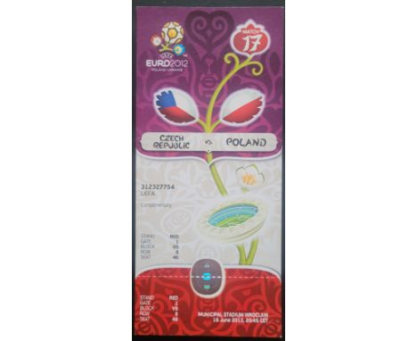 EURO 2012 CZECH REPUBLIC V POLAND UNUSED TICKET
Ref SM