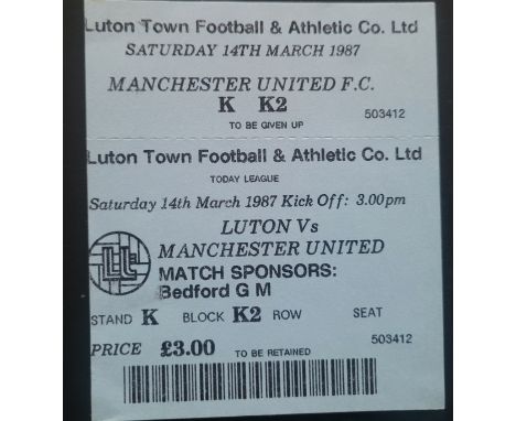 1986-87 LUTON TOWN V MANCHESTER UNITED UNUSED TICKET
Ref DER