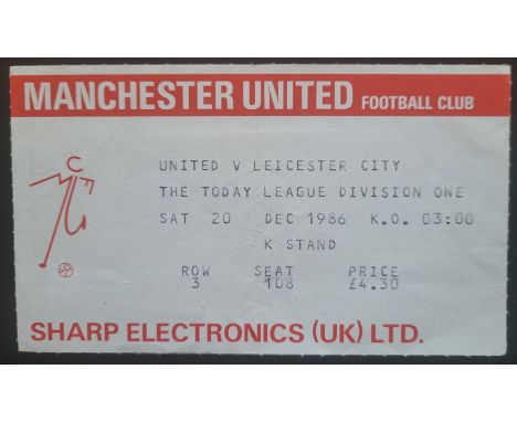 1986-87 MANCHESTER UNITED V LEICESTER CITY TICKET
Slight fold&nbsp;
Ref DER