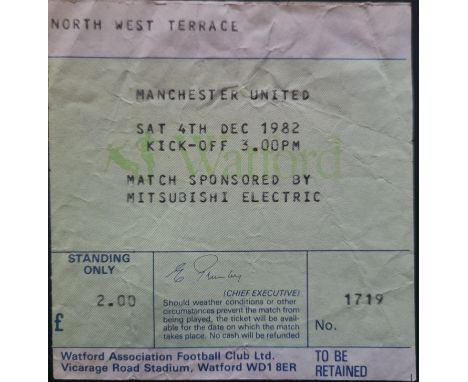 1982-83 WATFORD V MANCHESTER UNITED TICKET
Slight folds
Ref DER
