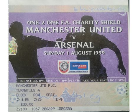 1999 FA CHARITY SHIELD ARSENAL V MANCHESTER UNITED&nbsp;TICKET
Good condition
Ref DER