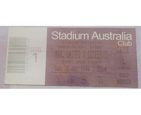 1999 SOCCEROOS V MANCHESTER UNITED FRIENDLY PLAYED IN AUSTRALIA TICKET
Slight fold
Ref DER